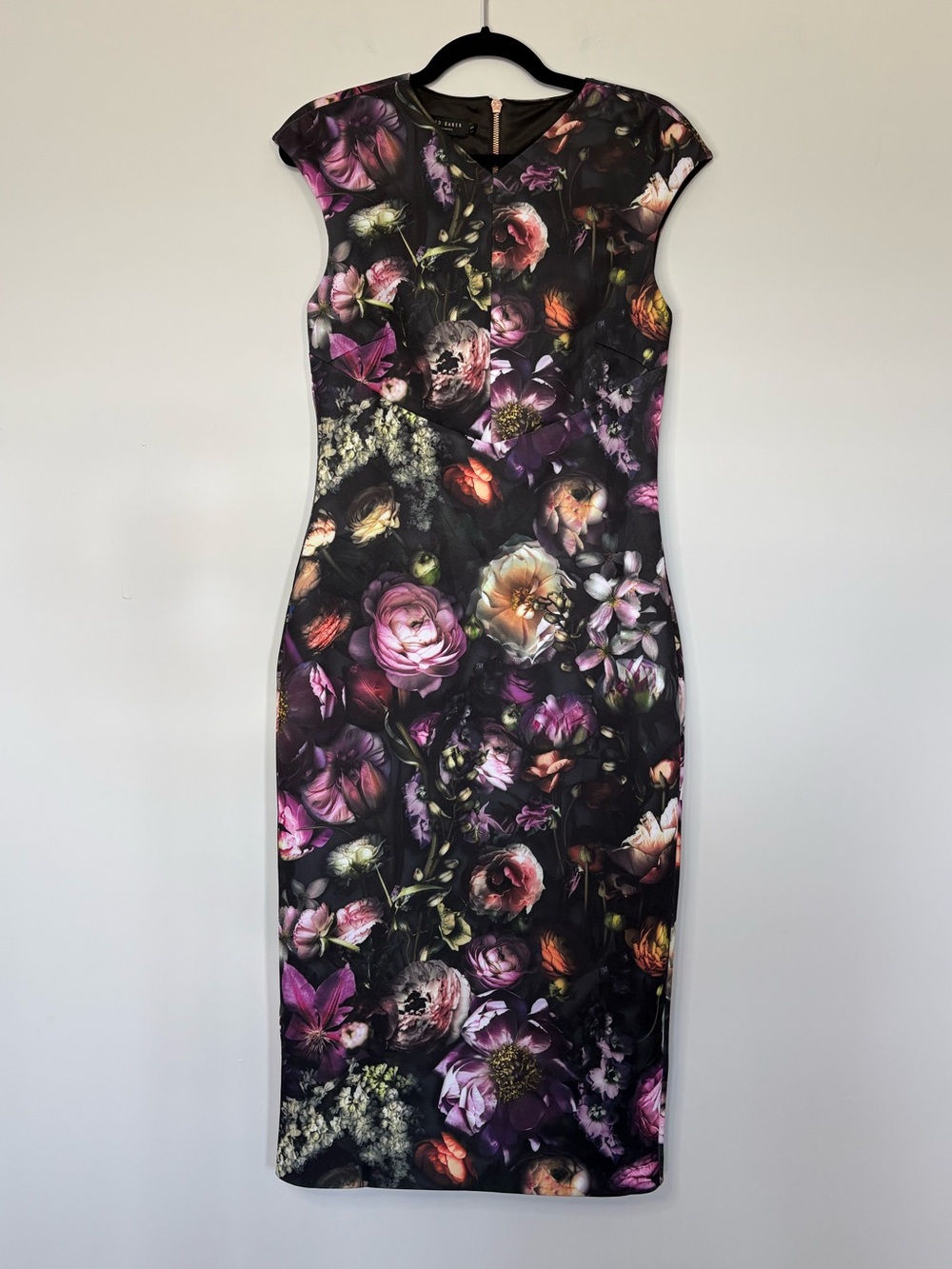 NWOT Ted Baker Raisie Shadow Floral Bodycon Dress Midi Wedding Guest